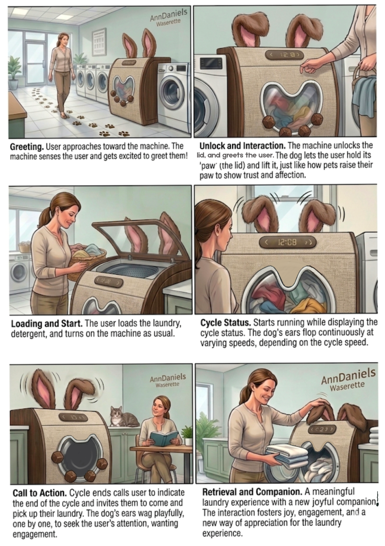 FloppyWash — Experience journey from greeting to closing the laundry