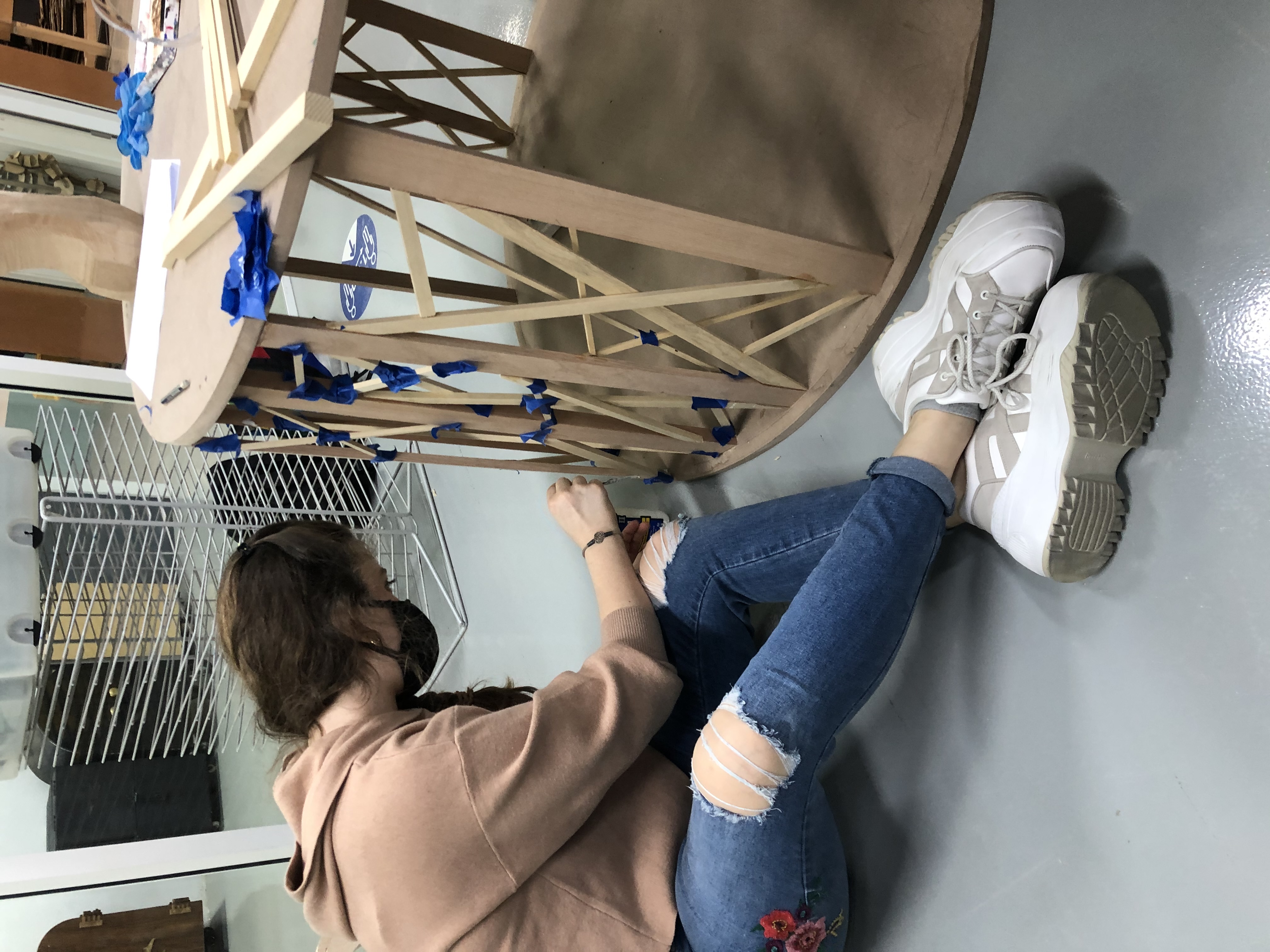PawHaven — Assembling the lattice structure on the workshop floor