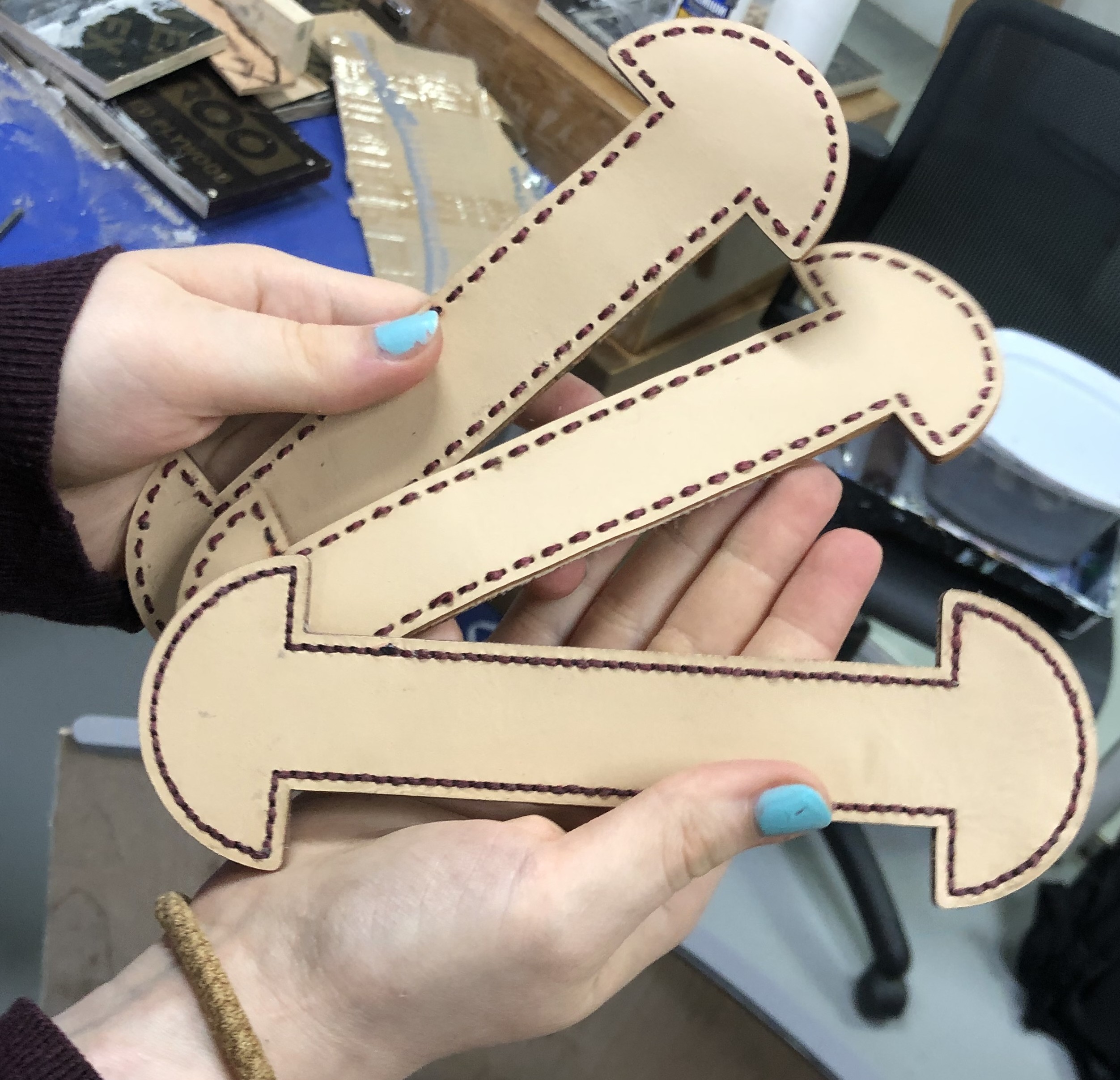 PawHaven — Hand stitched leather handles for the dog house