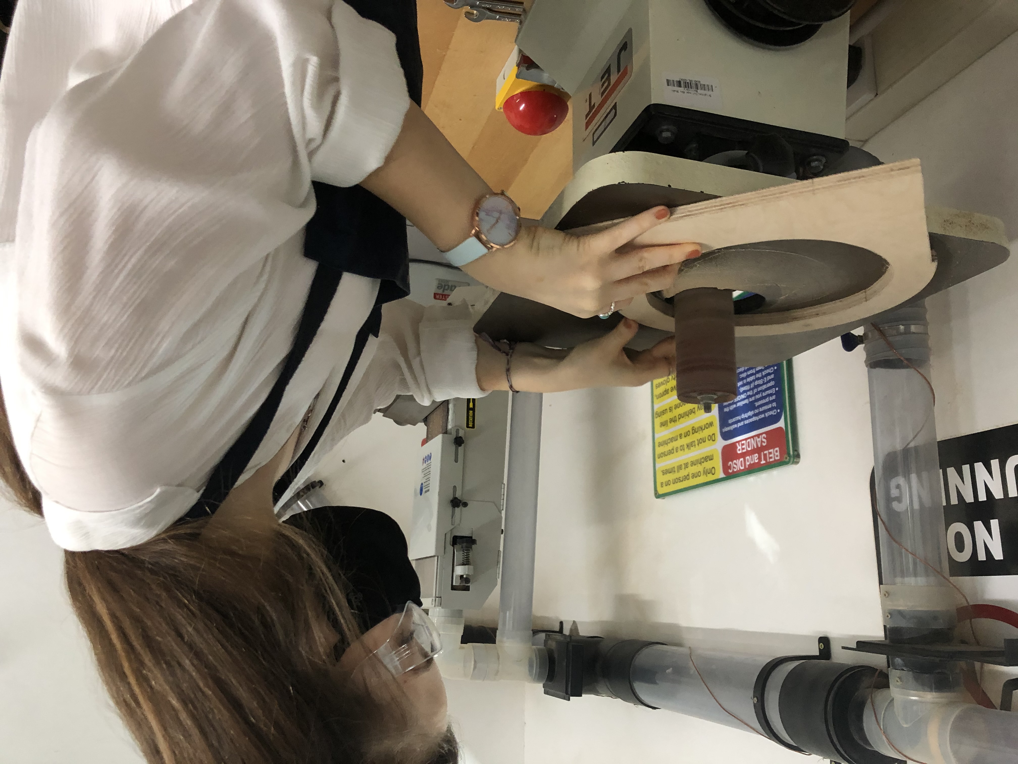 PawHaven — Sanding wood on a belt and disc sander