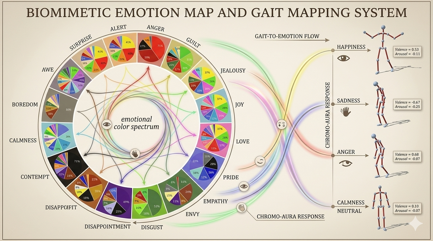 MoodSense — Pie charts mapping emotions to color palettes