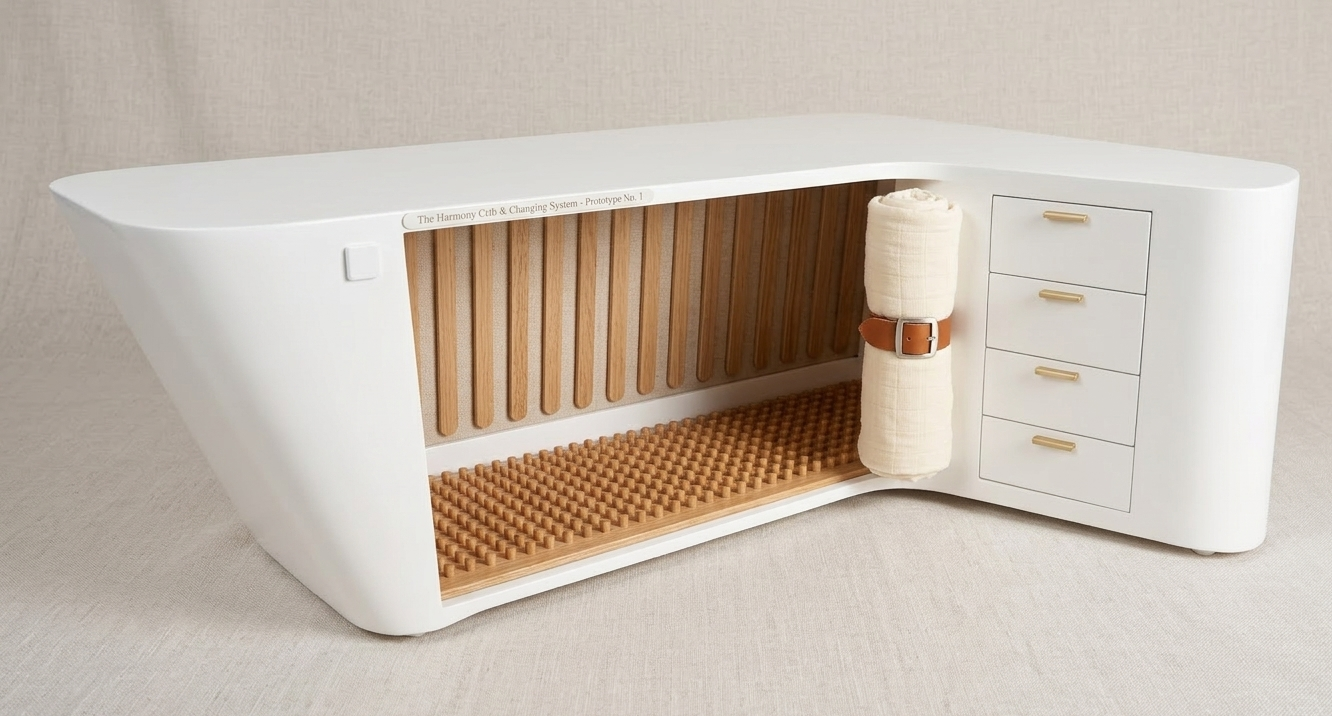 PowDesk — Close-up showing wood slat interior and napping pod entrance