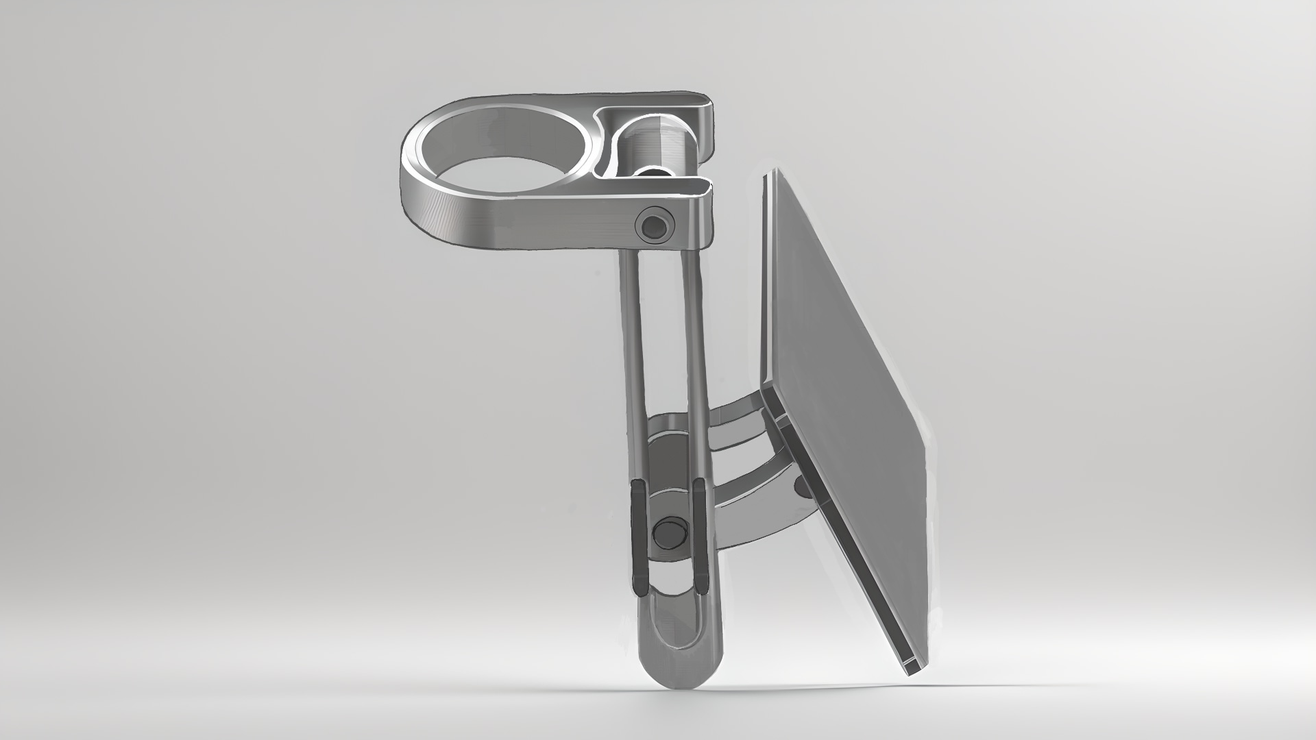 Shield Heal — Side view with ring clamp and protective shield panel